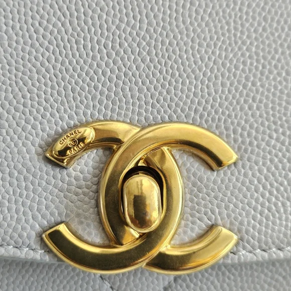 Chanel Gray Caviar Leather Top Handle Two-way Flap Bag - Picture 13 of 16